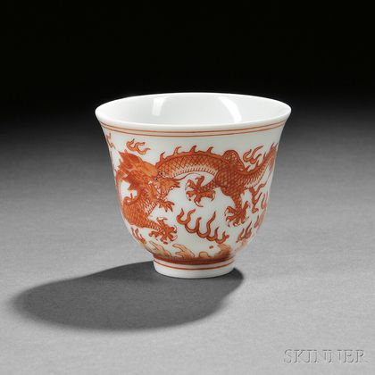 Iron Red Overglazed Porcelain Wine Cup