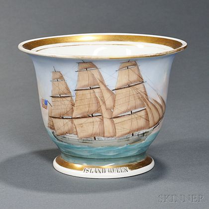 American Ship Island Queen Painted Porcelain Presentation Cup