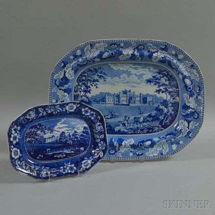 Two Staffordshire Historical Blue Transfer-decorated Platters