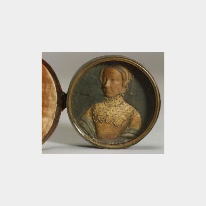 Continental Renaissance Wax Portrait Miniature