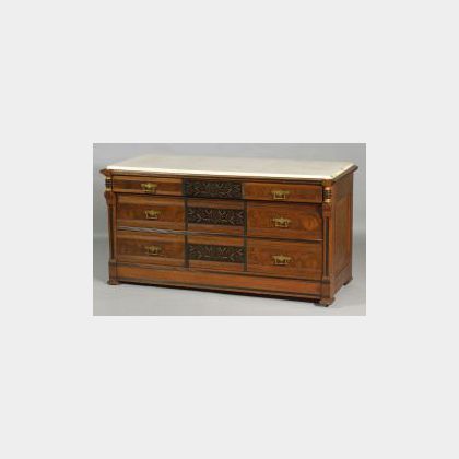 American Aesthetic Movement Marble-top Walnut Dressing Chest