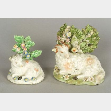 Two Porcelain Bocage Sheep Figures