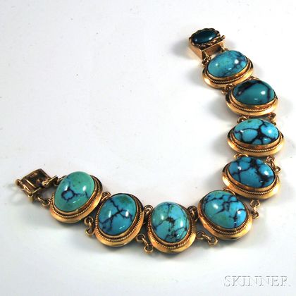 14kt Gold and Turquoise Bracelet