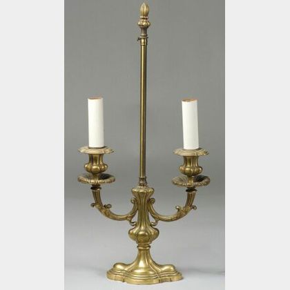 Pair of Louis XVI-style Bronze Two-light Library Lamps