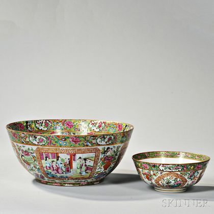 Two Rose Medallion Porcelain Bowls