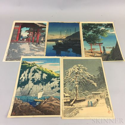 Five Kawase Hasui (1883-1957) Woodblock Prints