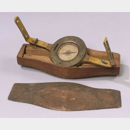 Homemade Wood and Brass Surveyor's Compass