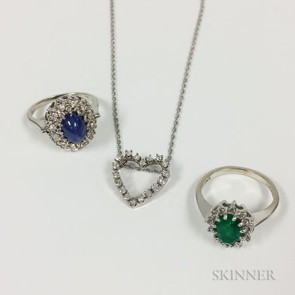 Three Pieces of 14kt White Gold Jewelry