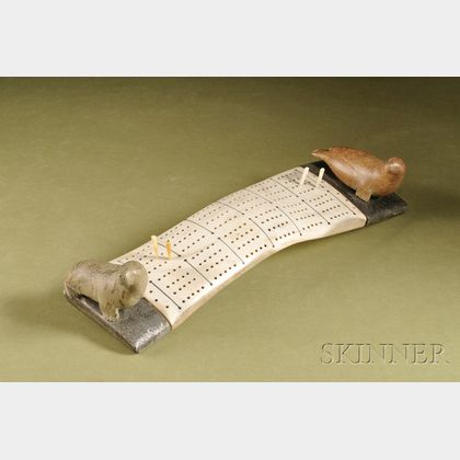 Inuit Stone and Antler Cribbage Board
