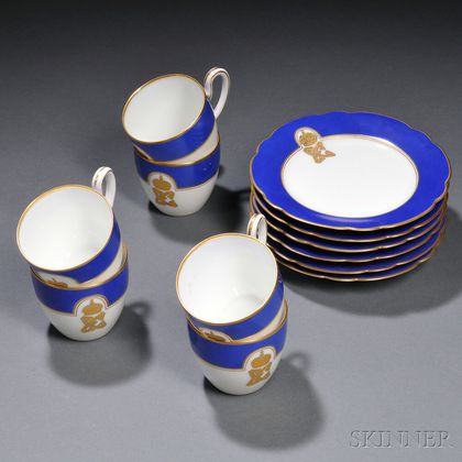 Six Kuznetsov Porcelain Coffee Cups and Saucers