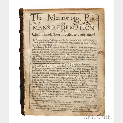 Pynchon, William (1590-1662) Meritorious Price of Man's Redemption