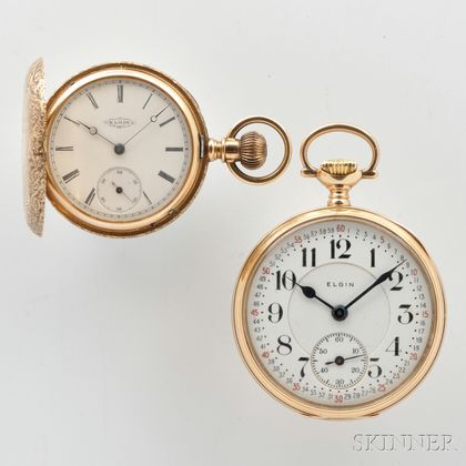 Two 14kt Gold Elgin Watches