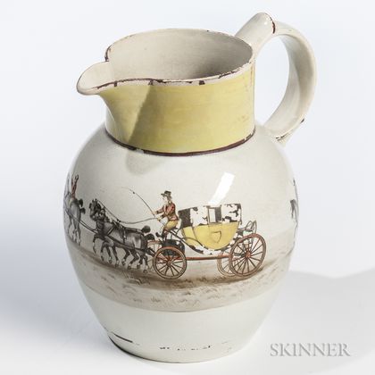 Staffordshire Paint-decorated Ceramic Pitcher