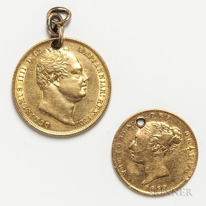 1832 British Gold Sovereign and an 1860 Half Sovereign