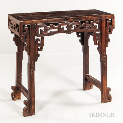 Carved Elmwood Recessed-leg Table