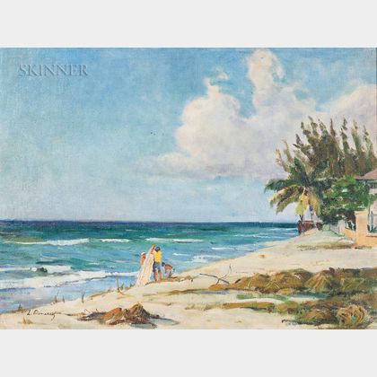Leopoldo Romañach (Cuban, 1862-1951) Atardecer (Late Afternoon at a Beach)
