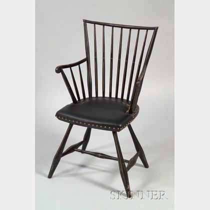 Rod-back Windsor Upholstered Armchair