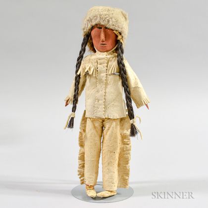 Cree Wood and Hide Doll