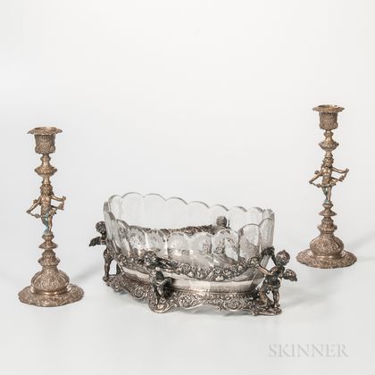 Three-piece German Silver Table Garniture