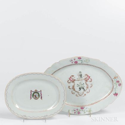 Two Armorial Export Porcelain Serving Dishes