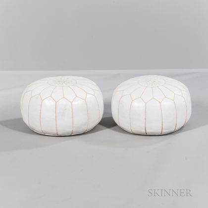 Pair of John Derian Moroccan Leather Poufs