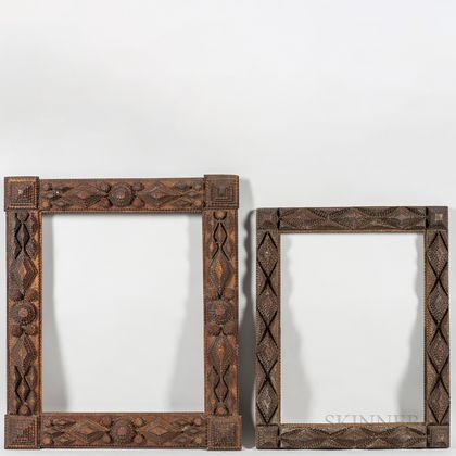 Two Elaborate Tramp Art Frames