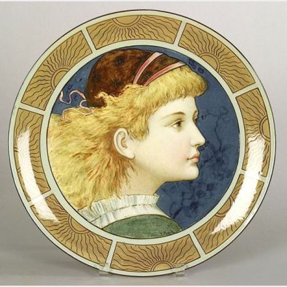 Frederick Rhead Decorated Earthenware Portrait Charger
