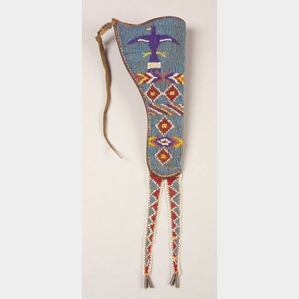 Rare Southern Plains Beaded Leather Holster