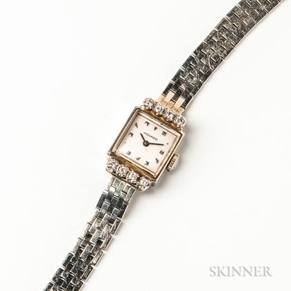 Vintage Movado 14kt White Gold and Diamond Lady's Wristwatch