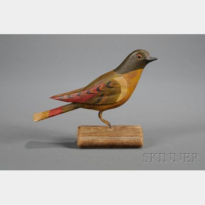 Carved and Fancifully Painted Wooden Bird Figure