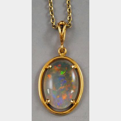 14kt Gold and Opal Pendant on Chain