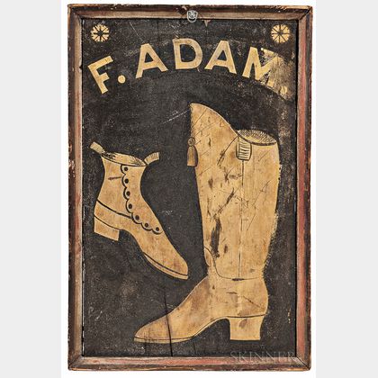 Two-sided "F. Adam" Boot and Shoemaker Trade Sign