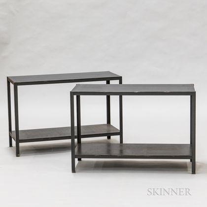 Pair of Contemporary Blue-painted Steel Side Tables