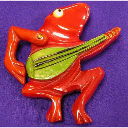 Bakelite Frog Brooch