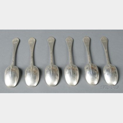 Set of Six Queen Anne Silver Dognose Tablespoons