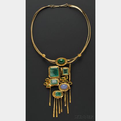 24kt and 18kt Gold Gem-set Necklace, Miye Matsukata, Janiye
