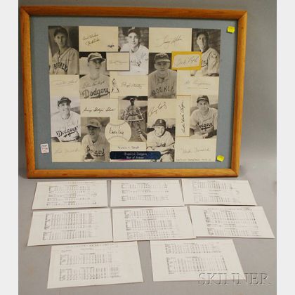 Framed Collection of Brooklyn Dodgers Cut Signatures and Photos