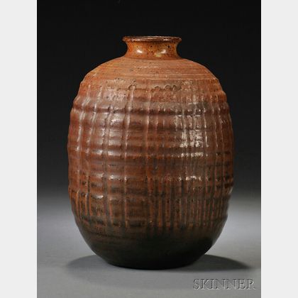 Mid-20th Century Glazed Stoneware Studio Vase