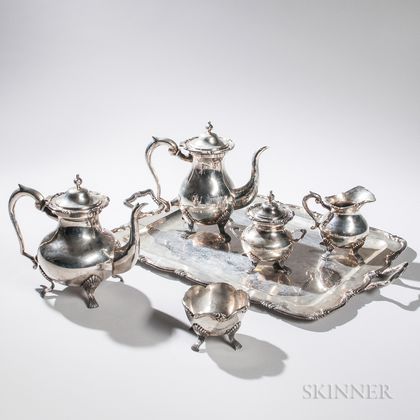 Six-piece Peruvian Sterling Silver Tea and Coffee Service