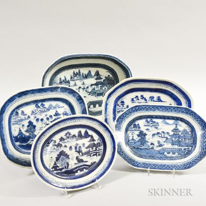 Five Canton Porcelain Platters