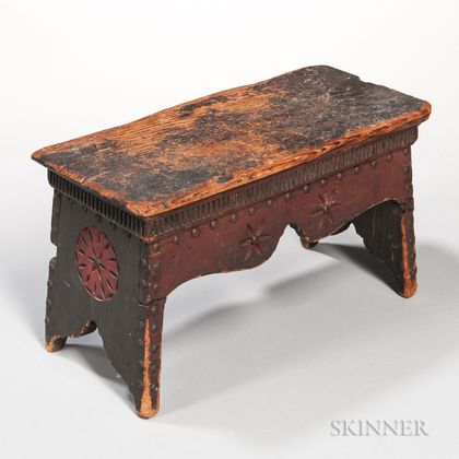 Carved and Painted Footstool