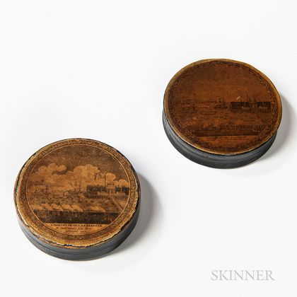 Two "Landing of Lafayette" Lacquered Snuff Boxes