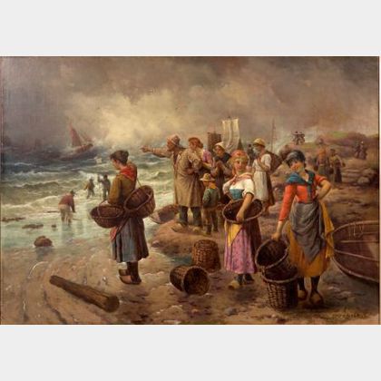 L. Gartner (Dutch, 19th Century) Awaiting the Fishers