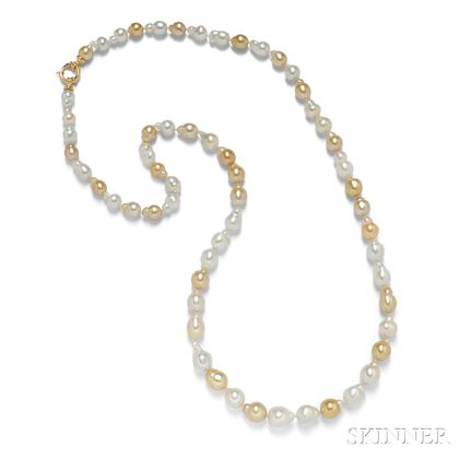 Baroque South Sea Pearl and Golden Pearl Necklace