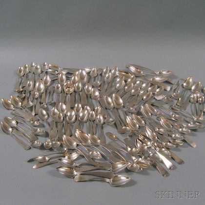 Large Group of Mostly Coin Silver Teaspoons