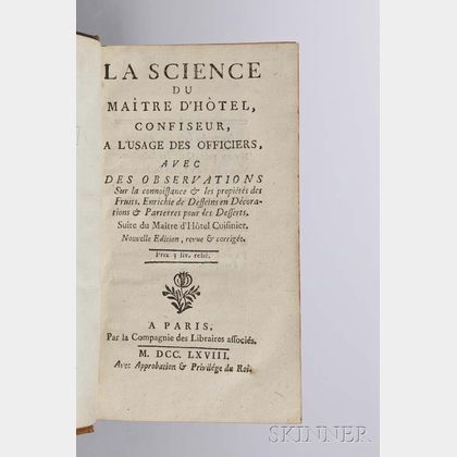 Menon (fl. 1739-1795) La Science du Maitre d'Hotel, Confiseur, a l'Usage des Officiers.