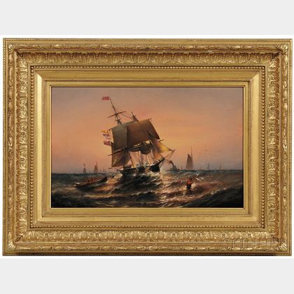 Elisha Taylor Baker (New York/Connecticut, 1827-1890) Sunrise, from Shore to Ship