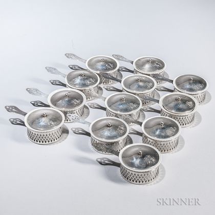 Twelve Wallace Sterling Silver Lobster Butter Dishes