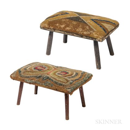 Two Upholstered Footstools