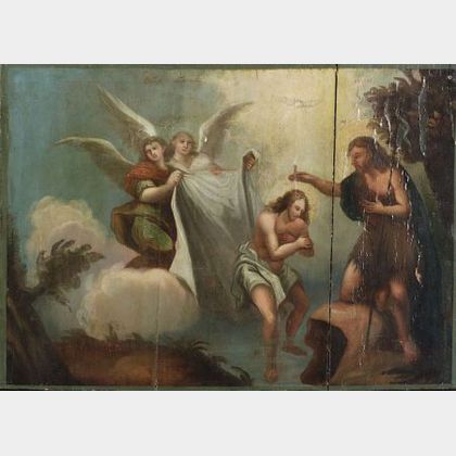 Continental School, 16th Century Style Baptism of Christ with Angels.